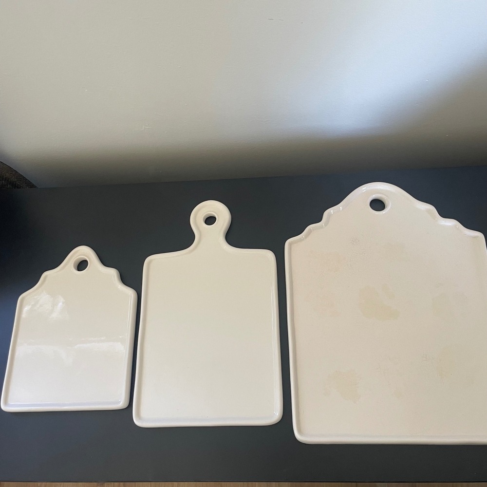 Pottery Barn Set of 3 Ceramic Serving Trays Dessert Cheese Charcuterie *READ - Picture 4 of 14